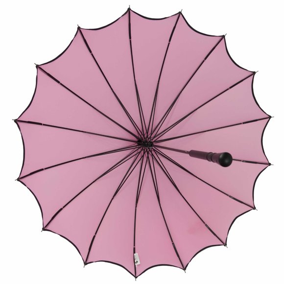 Pink with Black Encased Trim with Scalloped Edge Parasol (Cosmetic Blemish) - Picture 8 of 9